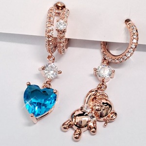 Bear&amp;Blue Heart 귀걸이, 예쁜귀걸이, 연예인귀걸이